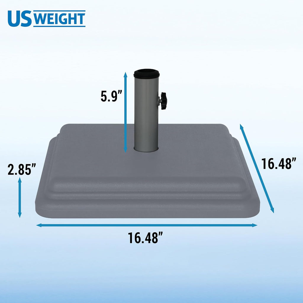 40 Pound Umbrella Base - Weighted Umbrella Base For Use With Patio Table - Heavy Duty Base for Umbrella - Gray
