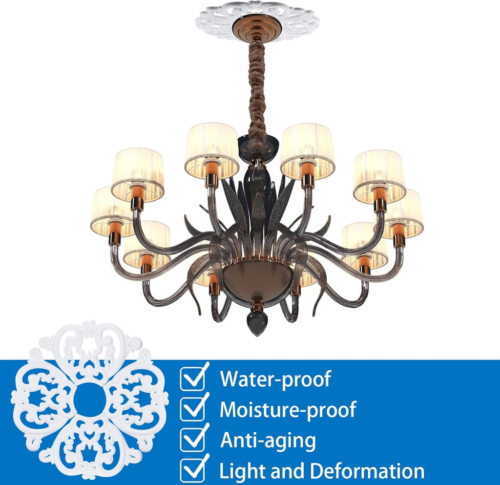 1PCS PU Ceiling Medallion Decorative Ceiling Fan Medallion White Round Home Lighting Living Room Aisle Ceiling