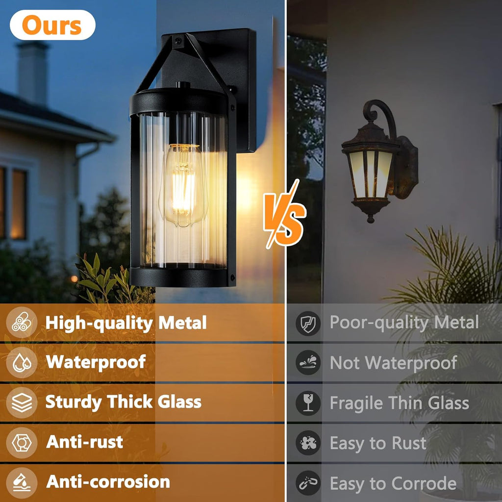 Outdoor Wall Light Fixtures, Waterproof Matte Black Exterior Wall Lantern Sconce Porch Lights