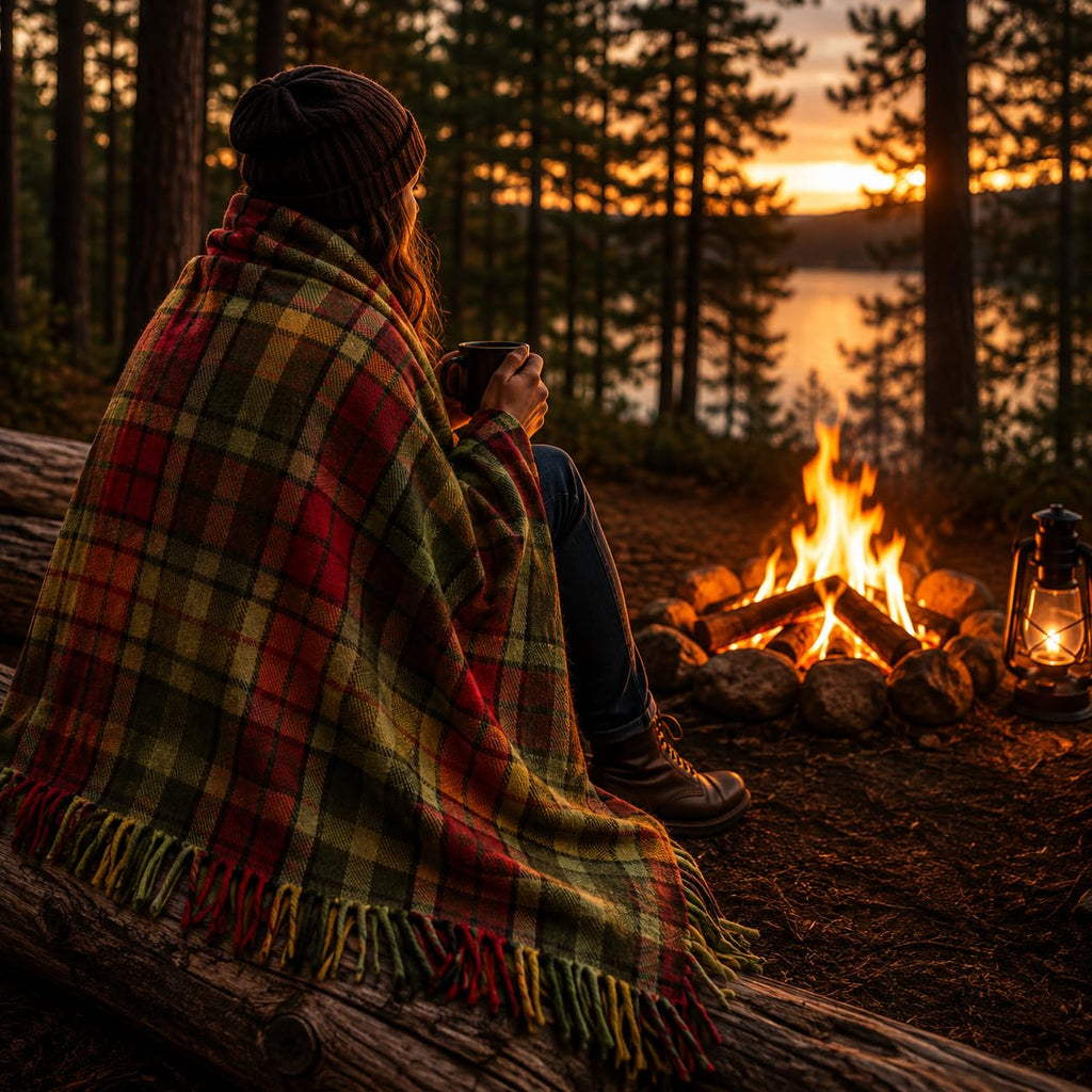 Tartan Fall Plaid Wool Blanket - Scottish Winter Throw (Buchanan Autumn)