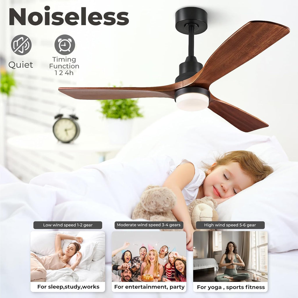 Ceiling Fans with Lights and Remote, 52 Inch Outdoor Ceiling Fan for Patios
