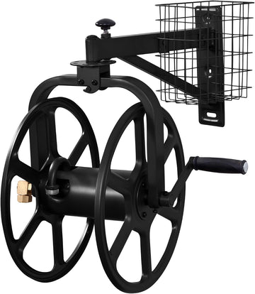Garden 712-B Single Arm Navigator Multi-Directional Garden Hose Reel, Holds 125-Feet of, 5/8-Inch, Black