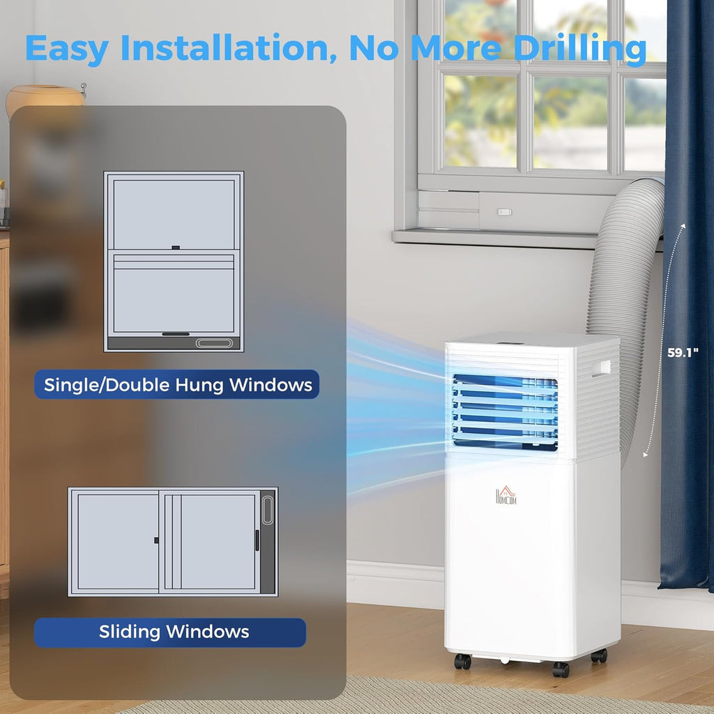 10000 BTU Mobile Portable Air Conditioner for Rooms Up to 441 Sq.Ft., 4-in-1 AC Unit with Cooling, Dehumidifier, Fan
