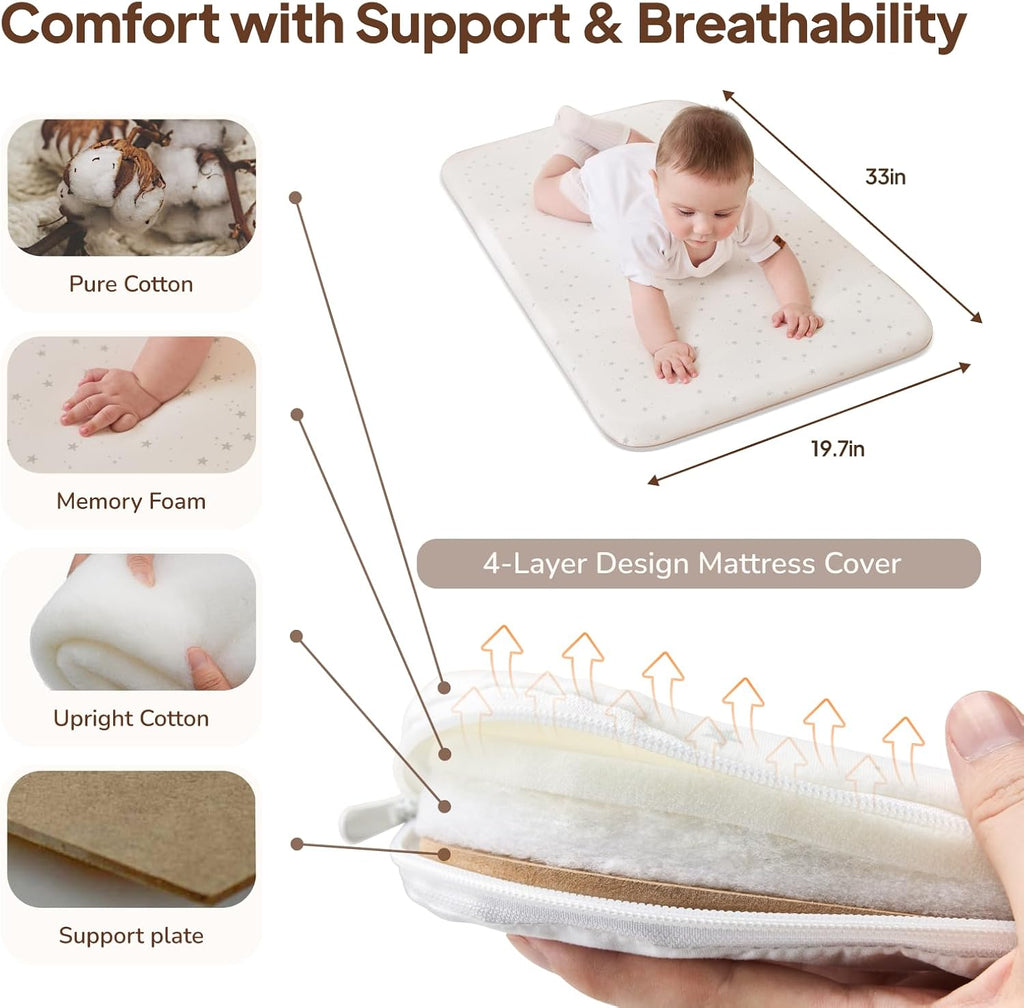 3 in 1 Baby Bassinet,Rocking Bedside Crib Sleeper for Newborns,Adjustable Height Bassinet with Mattress and