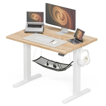 40x24 Electric Standing Desk with Cable Net, Oak