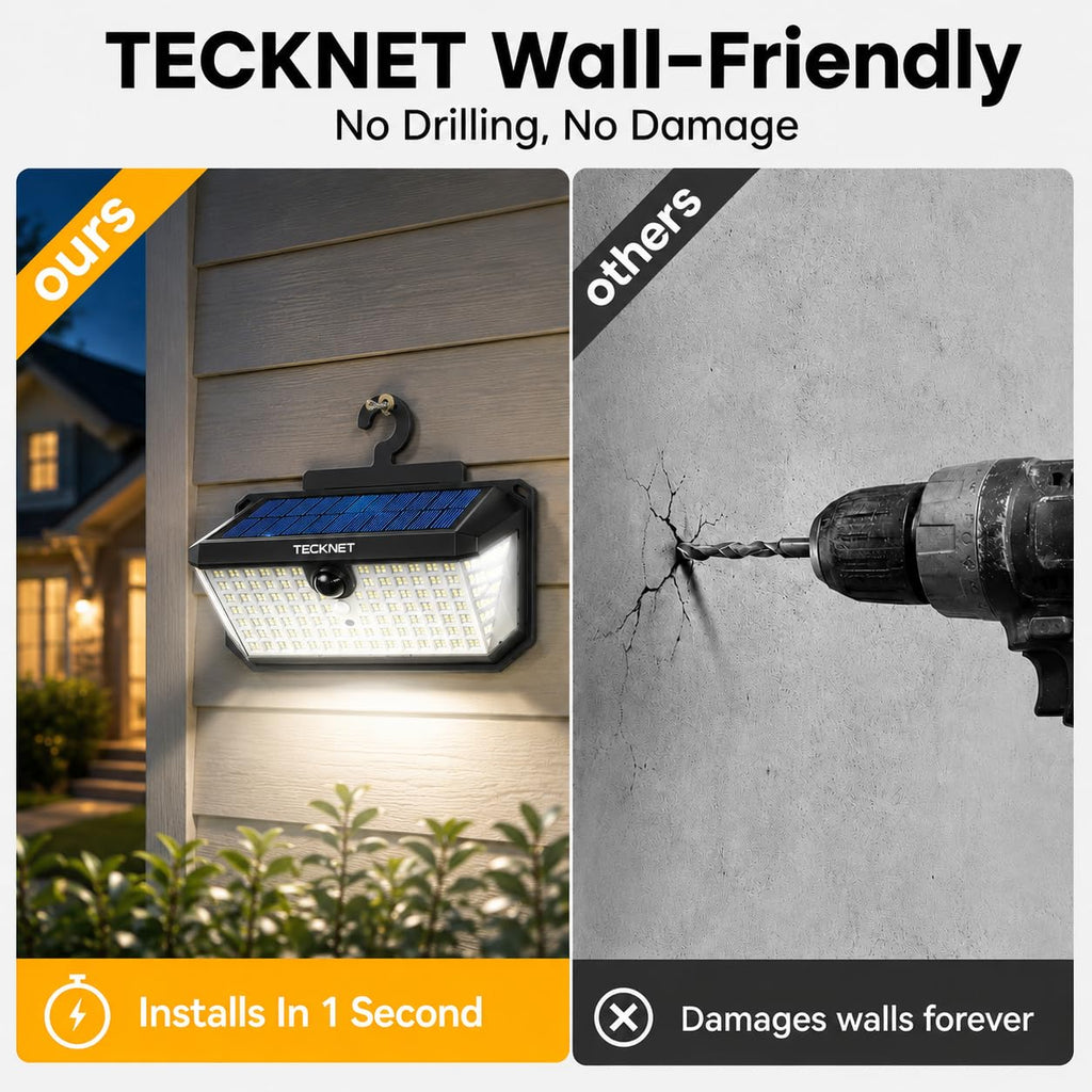 546 LED Motion Sensor Outdoor Lights with Remote Control Hook 4Pack