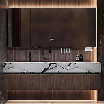Bathroom Vanity with Sink - Modern Bathroom Sink Cabinet & Smart Mirror Cabinet Set | Wall Mounted | Equipped with