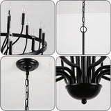 Black Chandelier 18-Light Industrial Iron Candle Chandelier Modern Suspended Farmhouse Chandeliers Pendant Light Fixtures for Dining Room Bedroom Living Room Kitchen Island Foyer E12 Bulb A109-B0CNGGNY2T