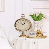 HOME Antique Table Clock, Gold Retro Desk Clock with Silent-Non-Ticking Battery Operated Rustic Desk Clock for