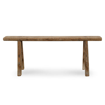 Handmade Wooden Entryway Bench, Vintage Noodle Bench, or Entryway, End of Bed Bench, Weathered Natural Wood Bench