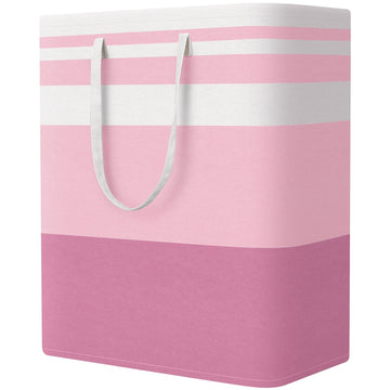 Basket Hamper, 125L Collapsible Clothes Storage, Pink