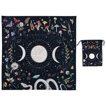 Altar Cloth, Thick Velvet Fabric Celtic Triple Moon Pentagram Tarot Cloth, Wiccan Witchcraft Supplies and Tools