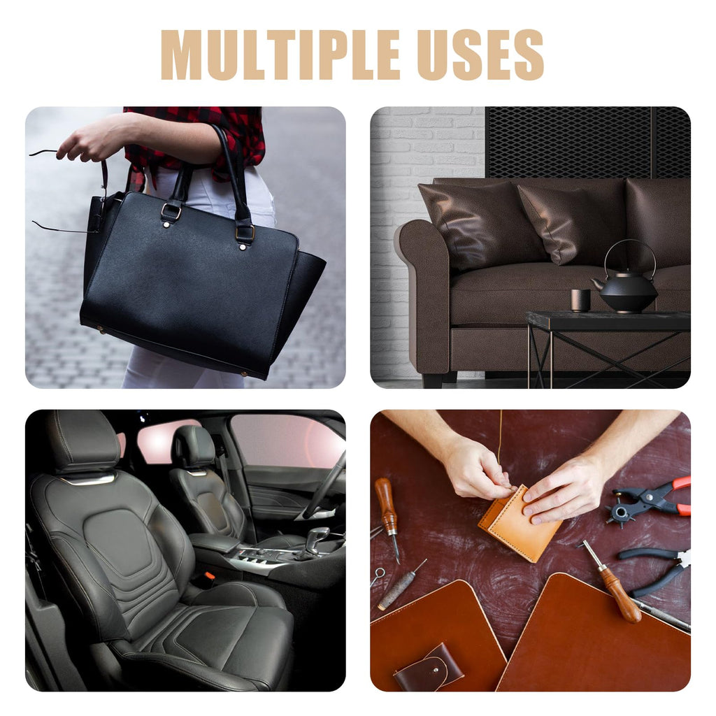 Faux Leather Fabric, 54"x36" Thick Durable Synthetic Upholstery Lychee Texture Leather Vinyl, Soft Smooth