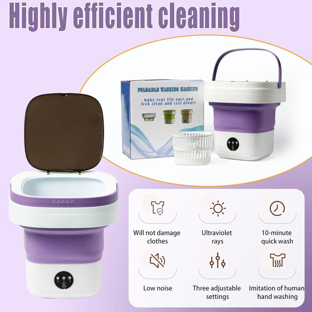 Mini Portable Foldable Washer - 16L Portable Washing Machine, Spin dryer, Small Folding Washing Machine 3 Cleaning
