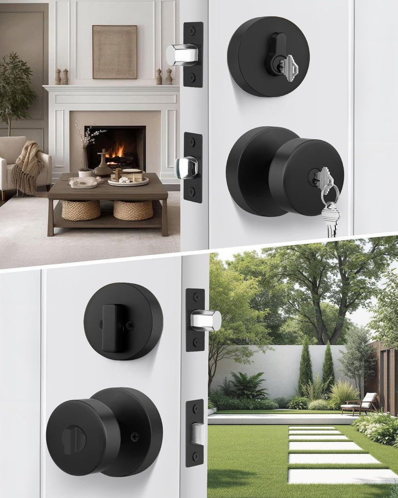 Keyed Alike Black Exterior Door Lock Set with Deadbolt 3 Pack