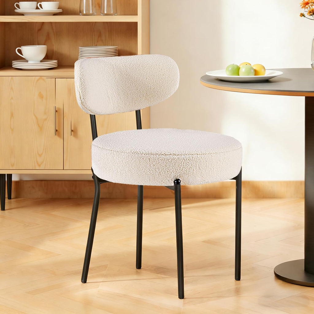 Dining Chairs Set of 4, Mid Century Modern Chair Round Upholstered Curved Backrest, Kitchen Vanity Living Room Chairs