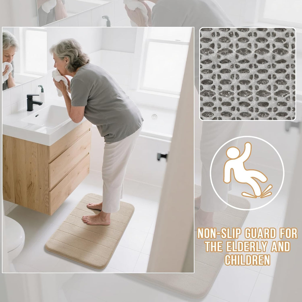 Memory Foam Bathroom Rugs Sets 2 Piece - Super Soft Absorbent Quick Dry Bath Mat Set, Machine Washable Non Slip Floor