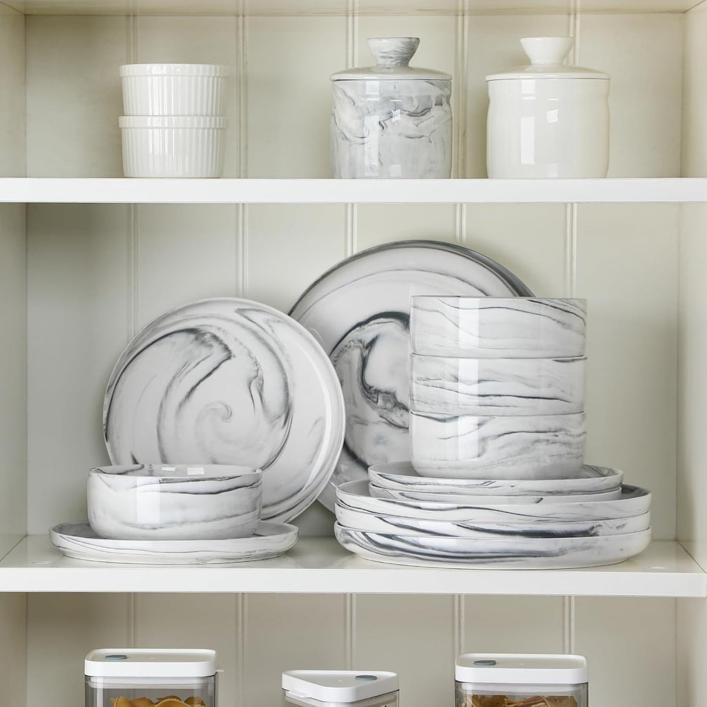 Plates and Bowls Sets, 12 Pieces Porcelain Dinnerware Sets Dishware Sets Chip Resistant Ceramic Dish Set Dining Dinner