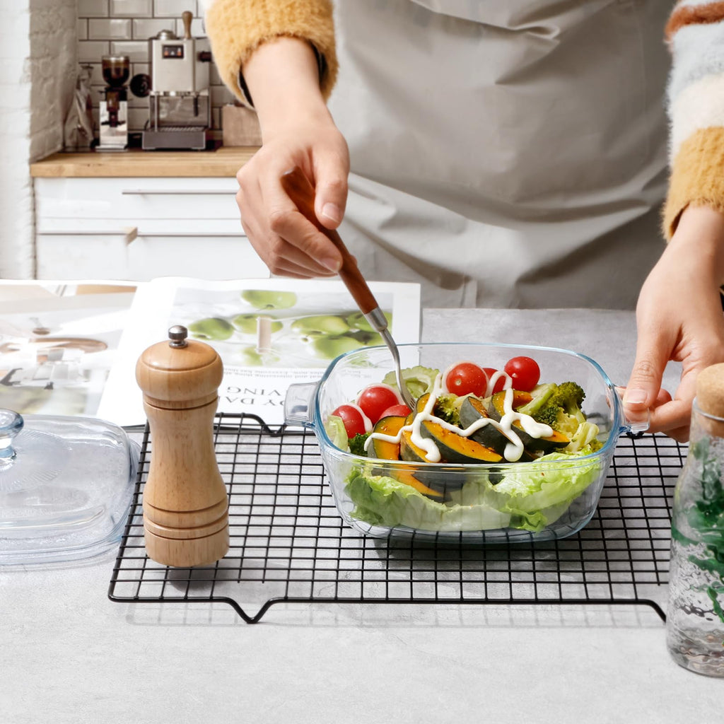 1.2L Small Glass Casserole Dish with Lid Square Casserole Dish