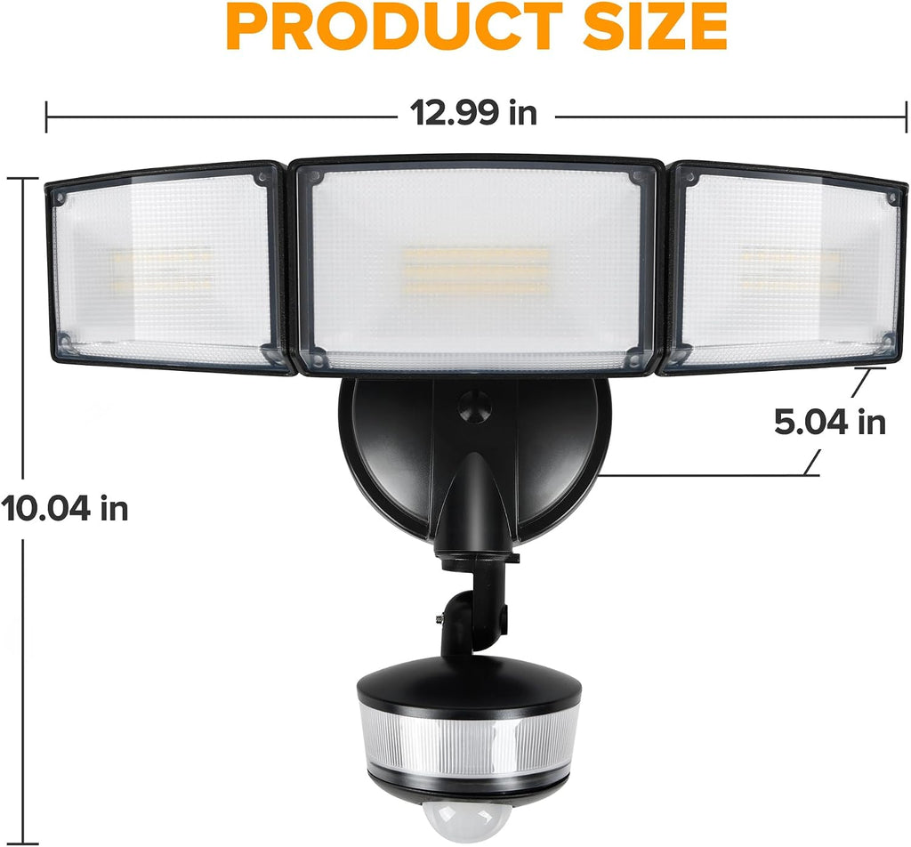74W 8000 Lumen Motion Sensor Outdoor Lights, 5000K Daylight, IP65 Waterproof Flood Lights Outdoor with Night Light