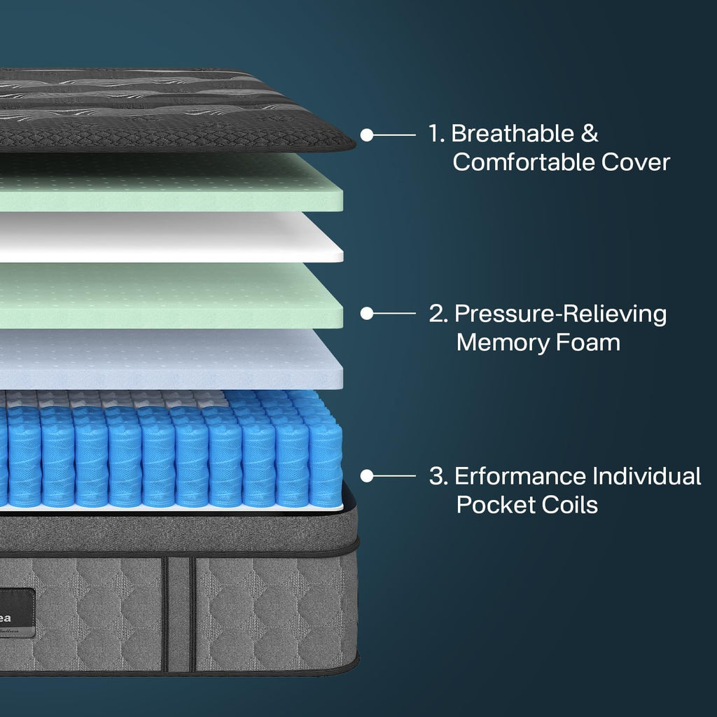 California King Mattress, 12 Inch Luxury Hybrid Cal King Mattress in a Box | Hotel-Level Design, Cooling Gel Memory