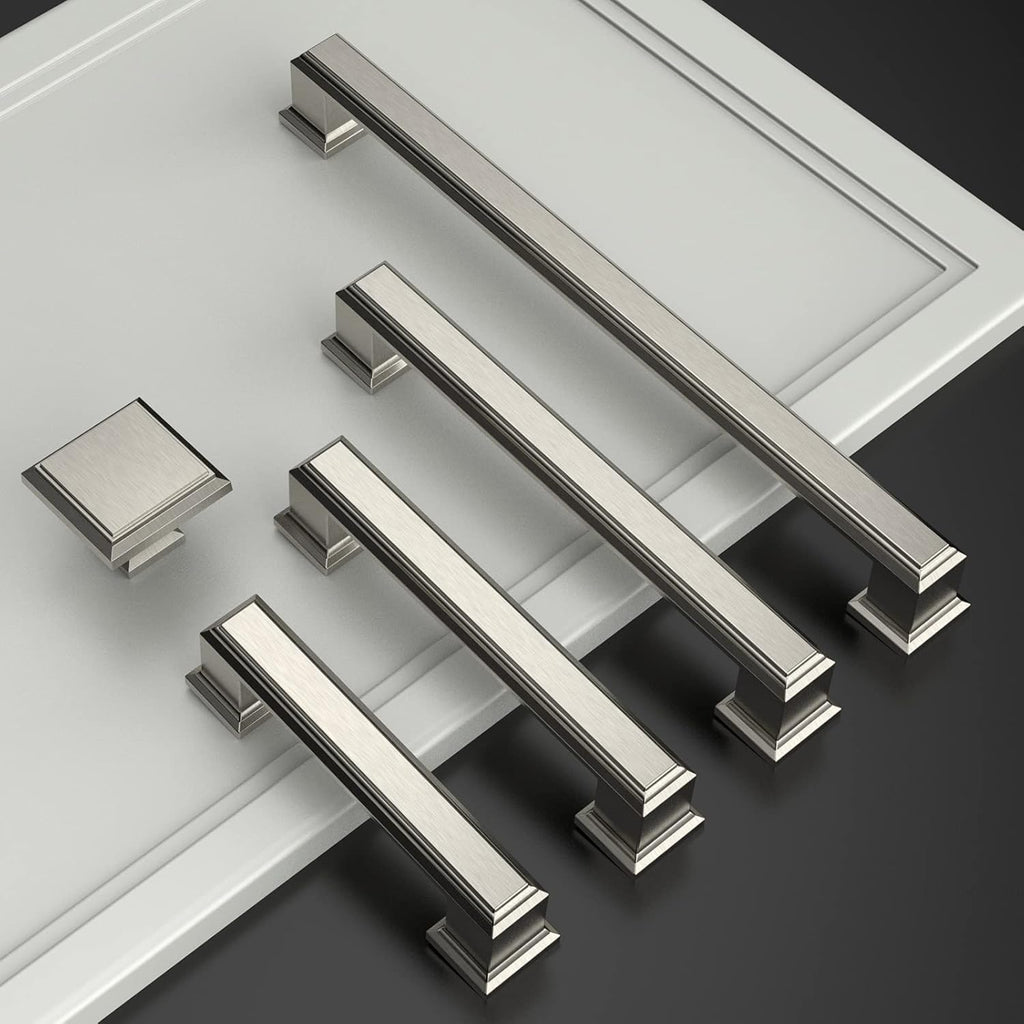 10 Pack Brushed Satin Nickel 5 Inch(128mm) Hole Centers Kitchen Cabinet Pulls Cabient Hardware Kitchen Handles for