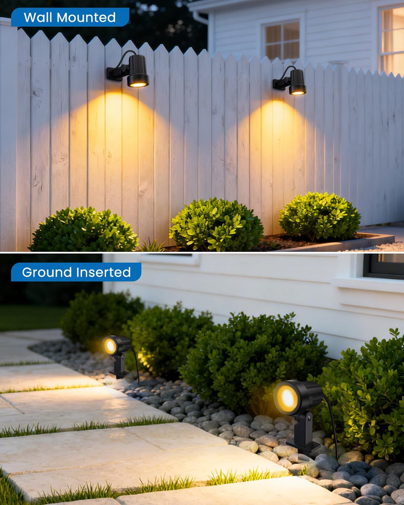 3W Low Voltage Landscape Lighting, 2700K Warm White, 4 Pack | LED Landscape Lights with Connectors, IP66 Waterproof