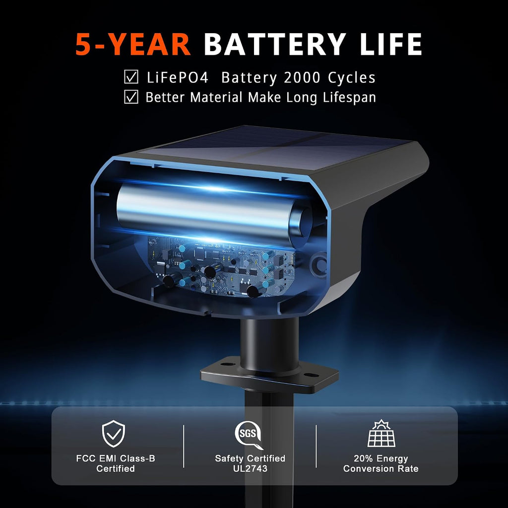 Solar Spotlights Waterproof IP65,Auto On/Off,3000K 2 Lighting Modes Solar spot Lights for