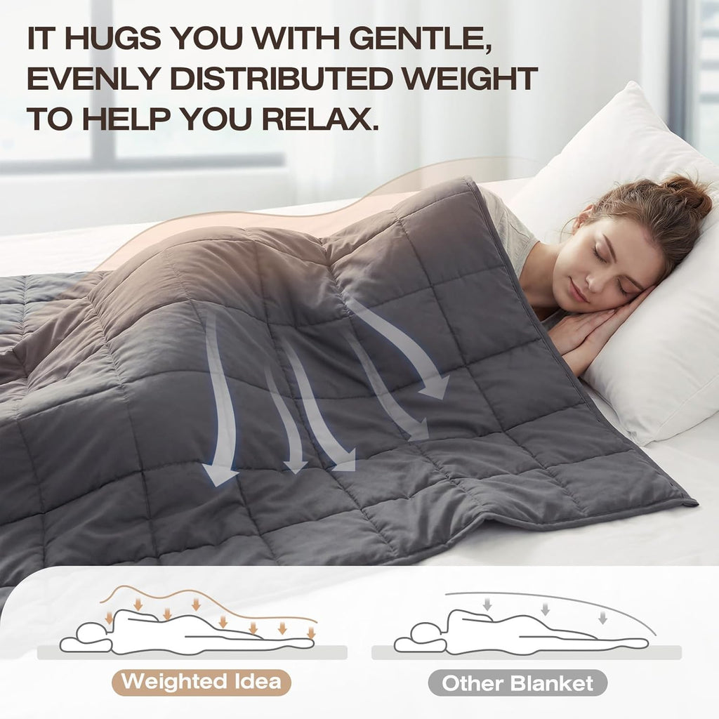 Cooling Weighted Blanket for Adults (5lbs, 41"x60") Heavy Blanket with Premium Glass, Queen Perfect for 190-210 lbs