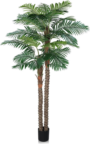 8FT Artificial Palm Tree Indoor & Outdoor, Tall UV-Resistant Faux Palm Tree