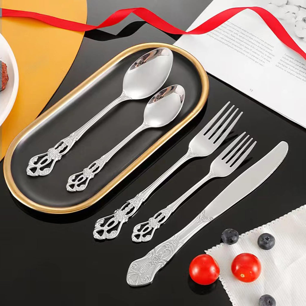 Silverware Set for 2, 10 Pieces Stainless Steel Flatware Set, Cutlery Tableware Set, Kitchen Utensils Set Include