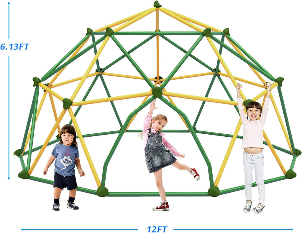 12 FT Climbing Dome for Kids 3-10, Outdoor Play Equipment Supporting 1000 lbs, Anti-Rust Jungle Gym, Easy Assembly
