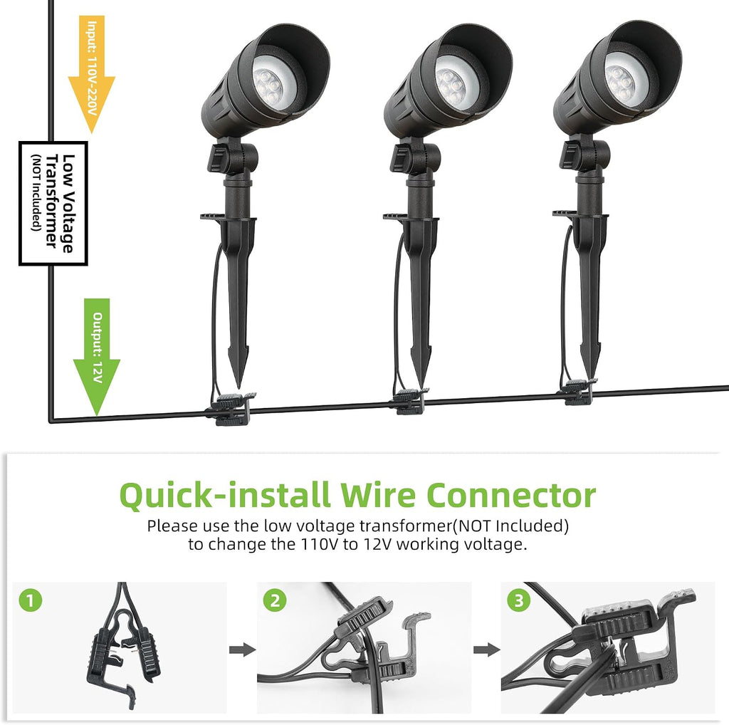 Low Voltage LED Landscape Spotlights, Aluminum Spot Lights Outdoor | Waterproof Outdoor Spot Lights, 12-15V 7.5W