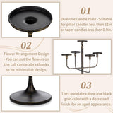Black Floor Candelabra Centerpiece 5-arm 48inch Tall Candle Holders for Candlesitcks Taper Pillar Candles Metal