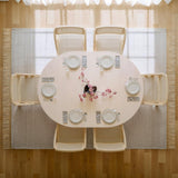 Extendable Dining Table Round-to-Oval 39"-55" with Pedestal Base - Seats 4-6, Wash White Finish, Smooth Rounded Corners