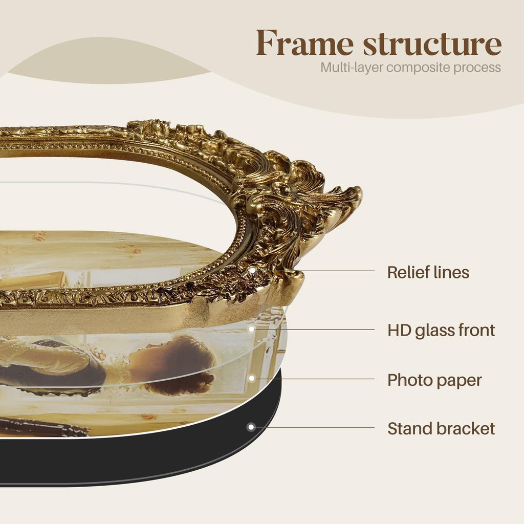 Vintage Picture Frames 5x7 Gold Frame, Arched Resin Photo Frame