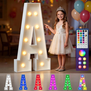 Marquee Letters Colorful, 4ft Light Up Letter A, 18 Colors Changing LED
