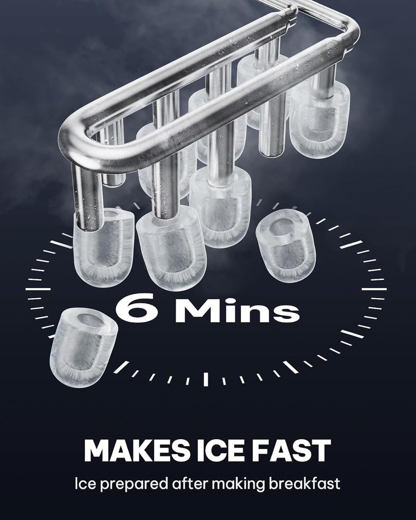 Ice Maker Countertop, Stainless Steel Portable Ice Machine with Carry Handle, Self-Cleaning Ice Makers with Basket