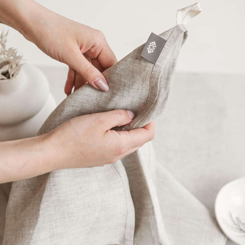 Pure Linen Flax Washcloths - 4-Pack Natural Dish Towels Set - Linen Tea Towel Cloth Napkins - Small Hand Towels