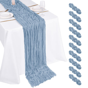 10 Pack Dusty Blue Cheesecloth Table Runner 17x108 Inch Boho Gauze Cheese Cloth Table Runners for Wedding Party Baby