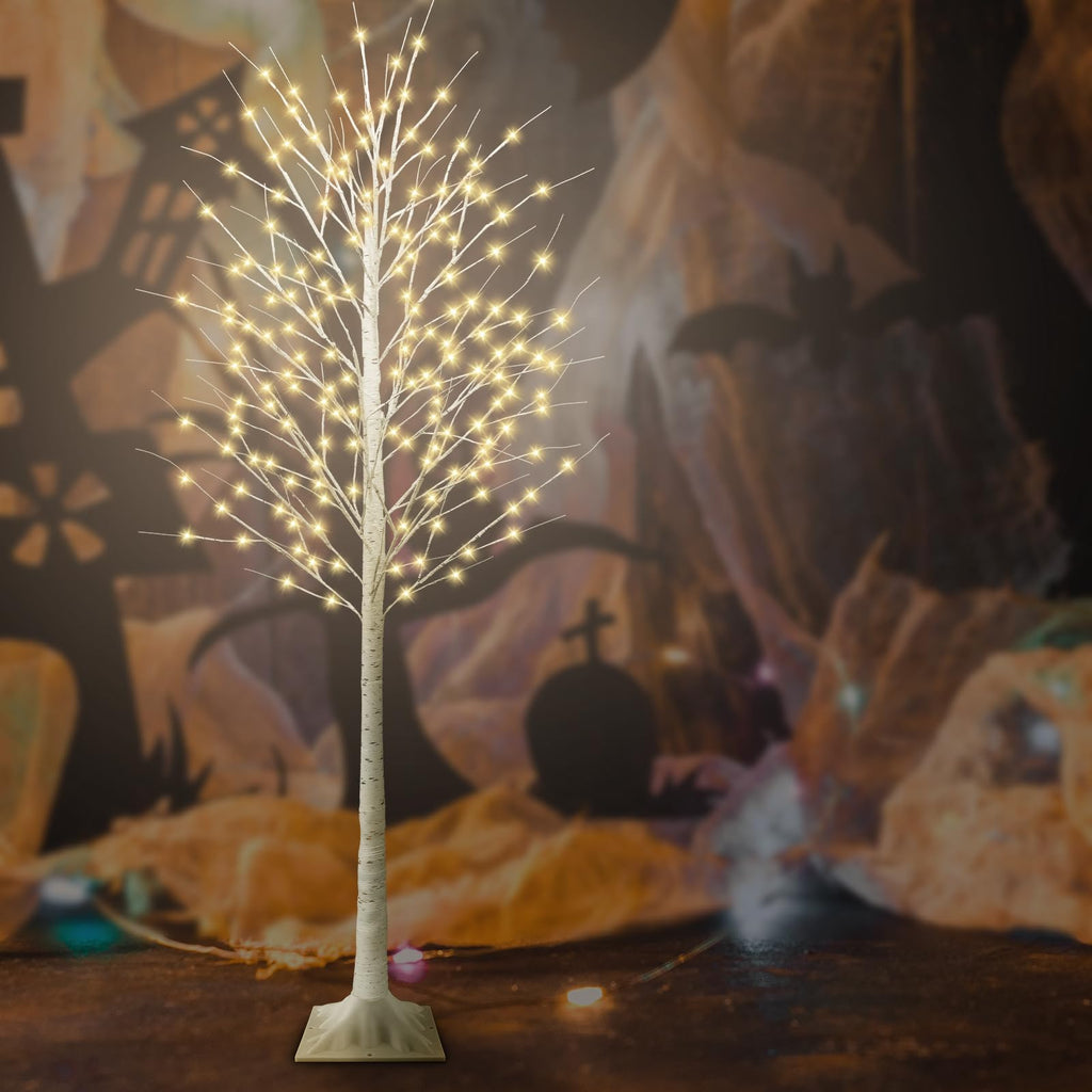 8FT Lighted Birch Tree, Birch Tree with 210 LED Lights, 8 Flash Modes and Timer, Light Up Twig Christmas Tree for