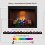 Electric Fireplace Insert w/Top Light, 12×12×12 Flame Color Option with Fire Crackling Sound, 36″W×27″H