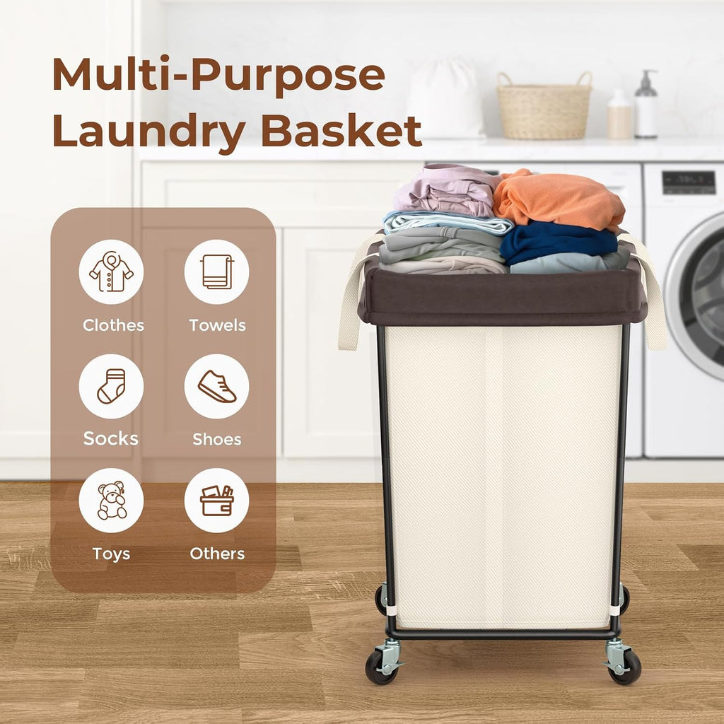 160L Rolling Laundry Basket with Wheels, Rolling Laundry Hamper with Wheels | Double Laundry Hampers Cart on Wheels
