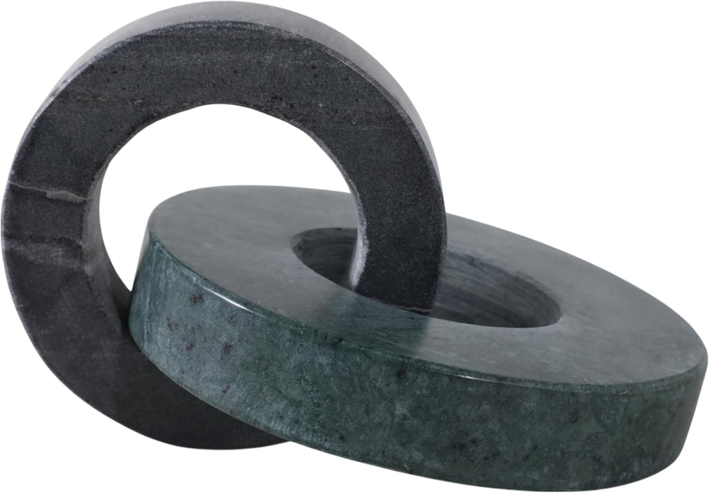 Home Decor and Bathroom Decor Marble Double Ring - Modern Shelf Sculpture and Office Accents for Room Styling