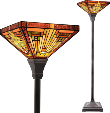 Tiffany Lamp Stained Glass Torchiere Floor Lamp