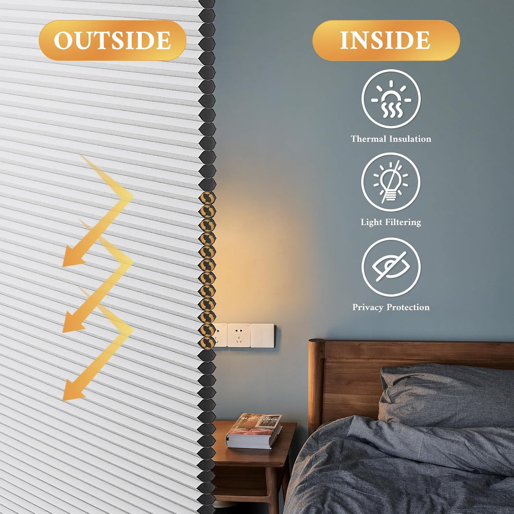Cordless Blackout Cellular Shades, Grey, 22x64
