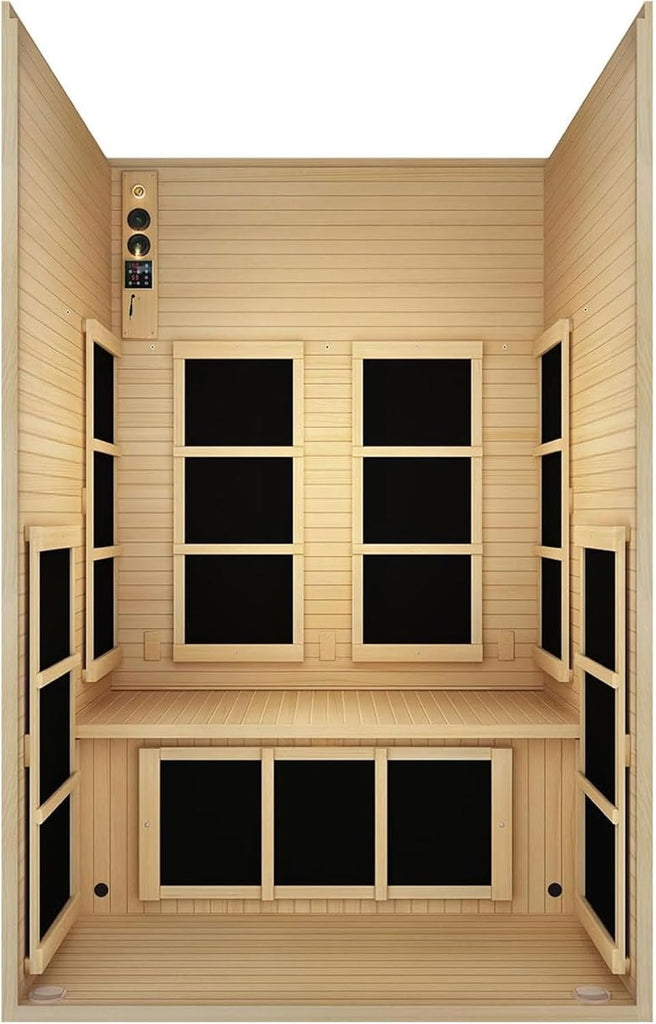 Lifestyles Joyous 2-Person Low EMF FAR Infrared Sauna with Chromotherapy Light for Home Indoor Spa Use