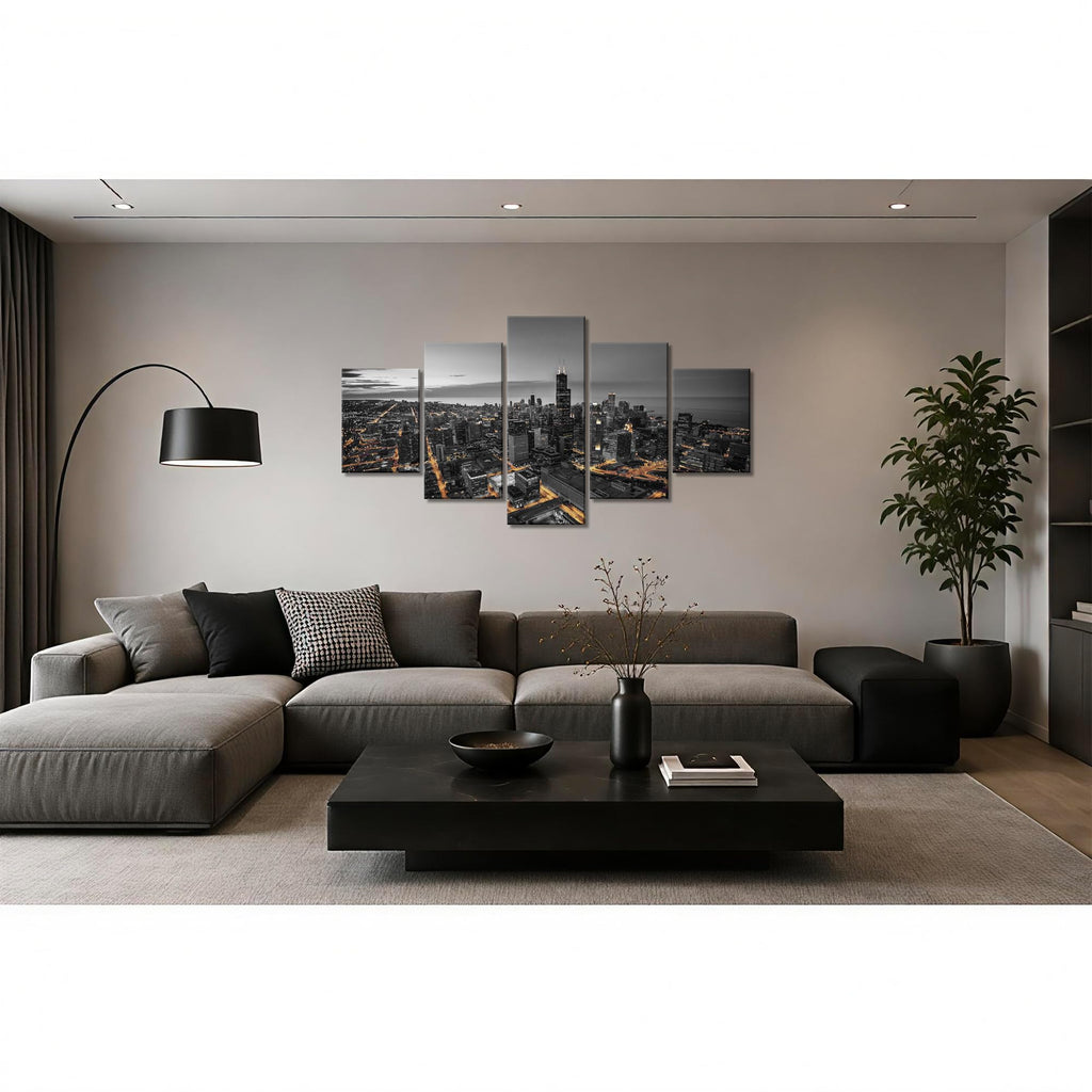 Chicago Wall Black and White Chicago City Canvas Prints(60"x32")