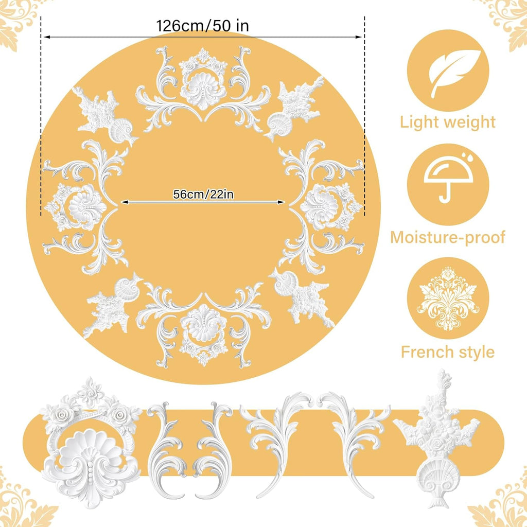 49.6'' Large PU Ceiling Medallion Combination Decorative 2.36'' ID French Style Chandelier Base Ceiling Medallion for Light Fixtures Victorian Rosette Light Covers for Chandeliers (Retro)
