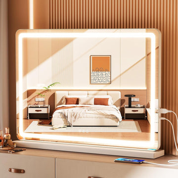 22"x32" LED Vanity Mirror with Lights, Extra-Large, Lighted Makeup Mirror with Smart Memory, Dimmable 3